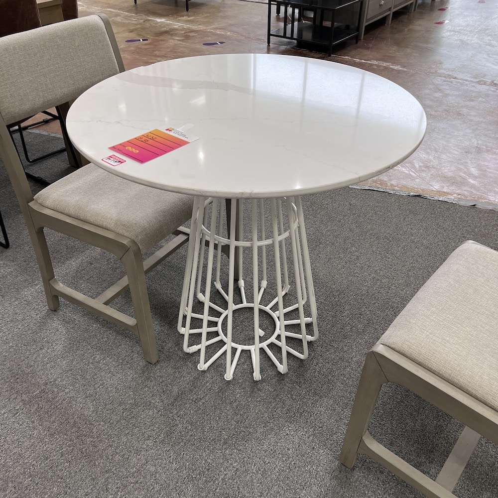 round white stone dining table
