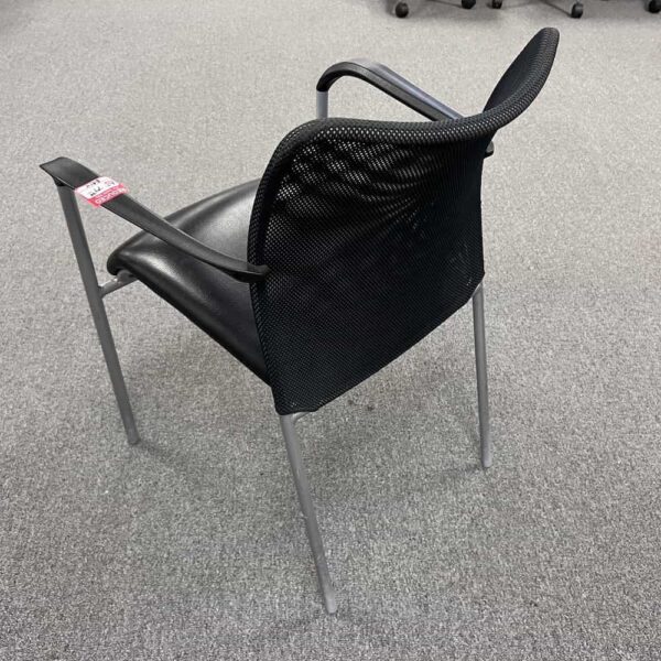 black stacking chair allsteel, mesh back, vinyl seat