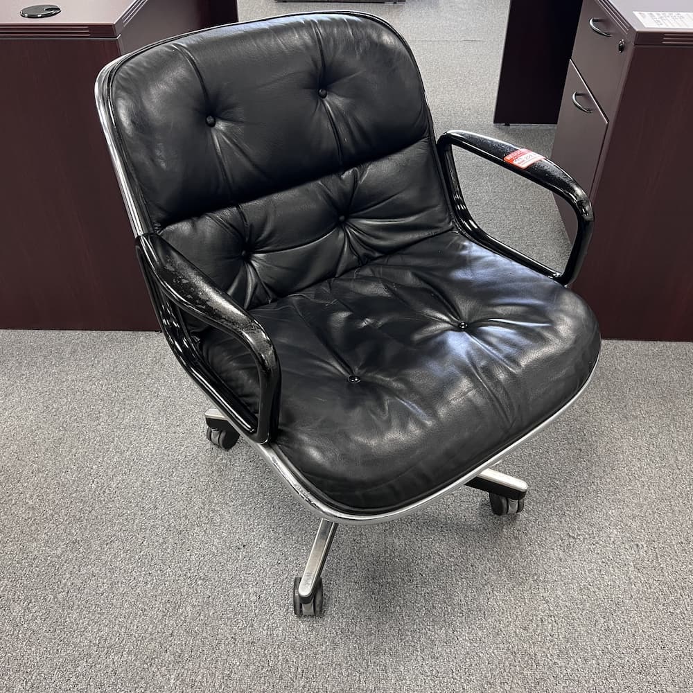 black leather knoll pollock chair, vintage, used furniture, used office furniture