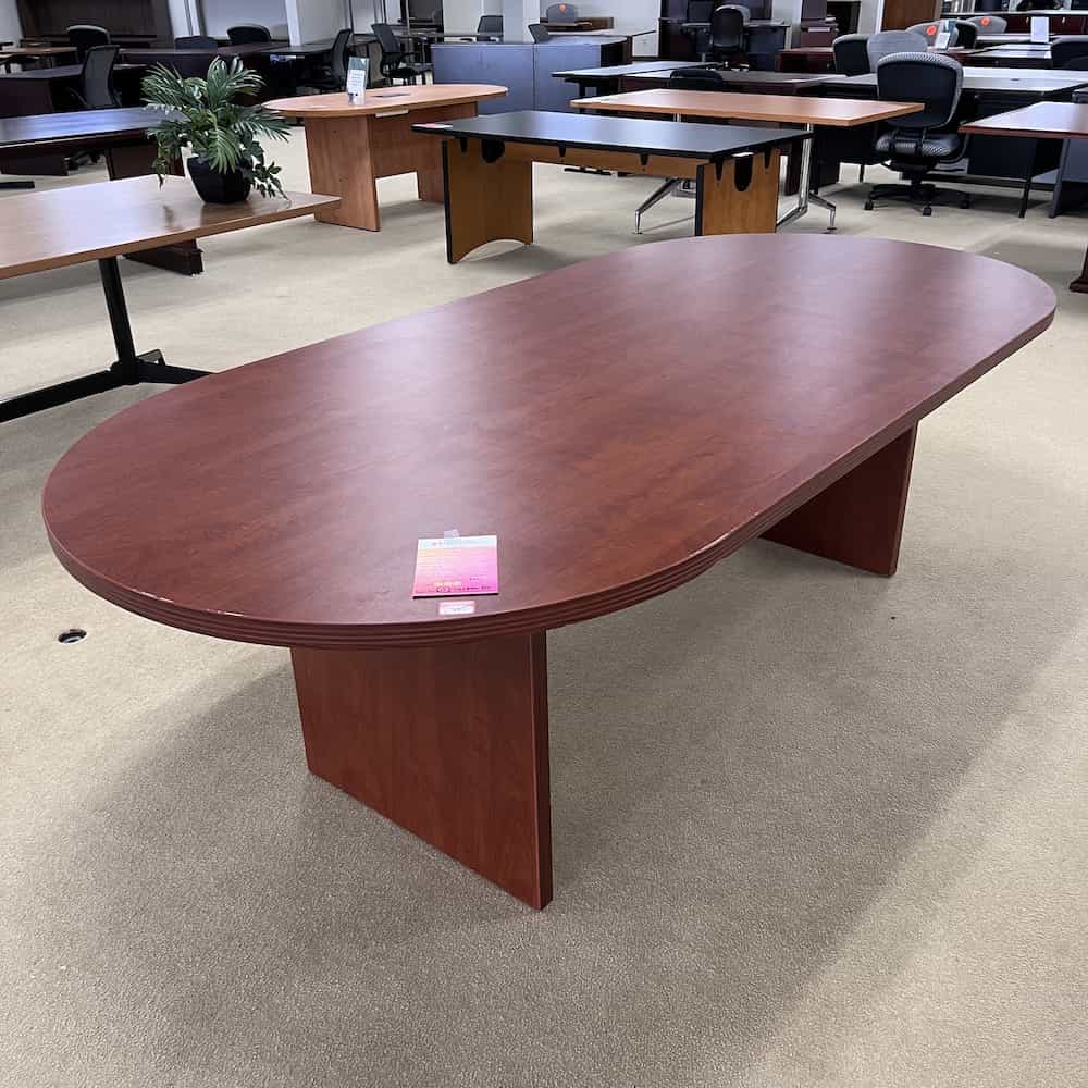 cherry laminate racetrack conference table 8 ft
