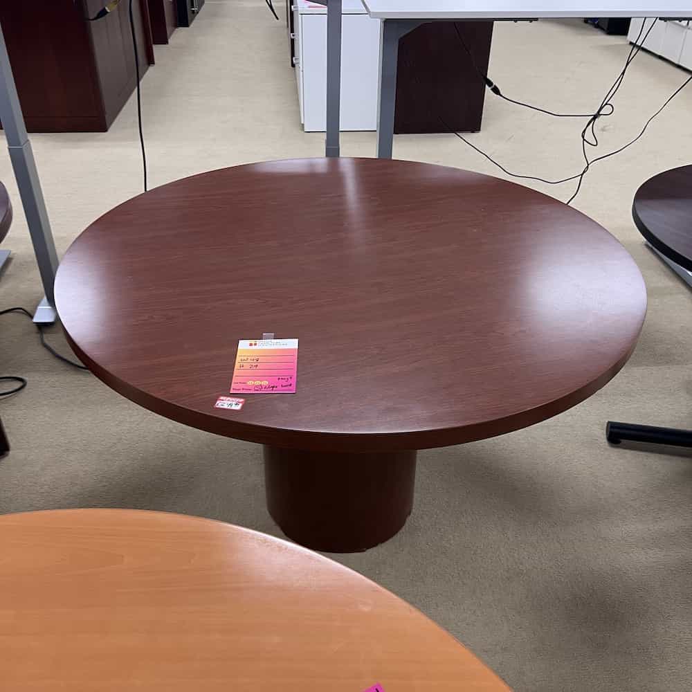 cherry laminate haworth 48 round break room table with round base