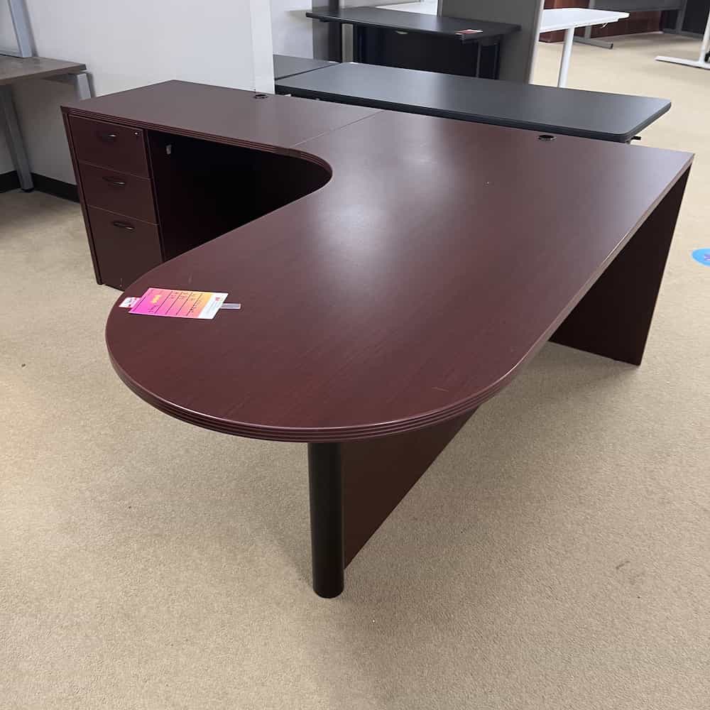 mahogany l-desk left return