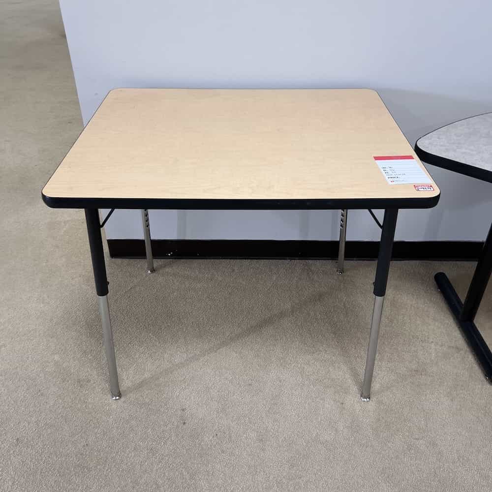 maple laminate square table with black edges