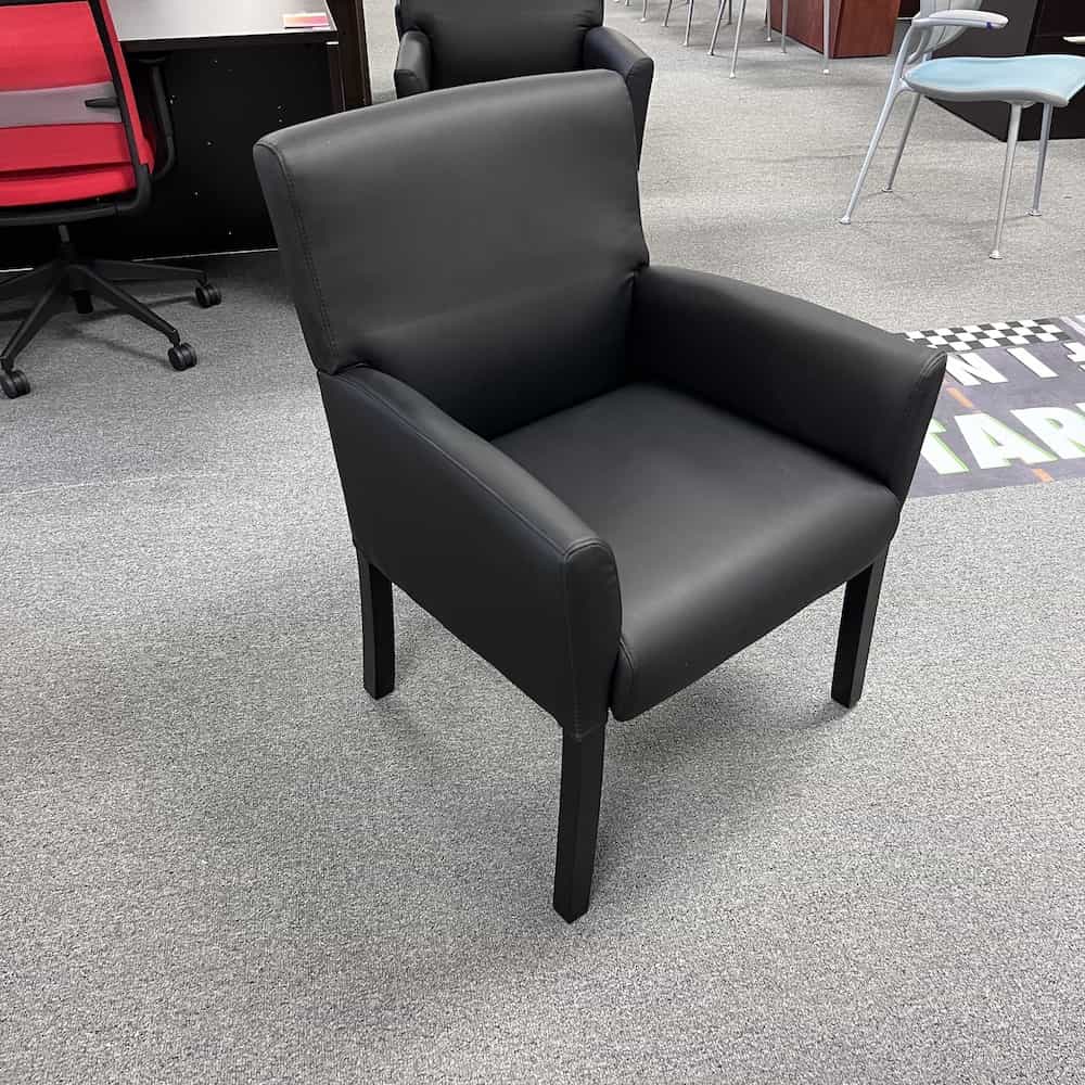 black vinyl guest arm chair