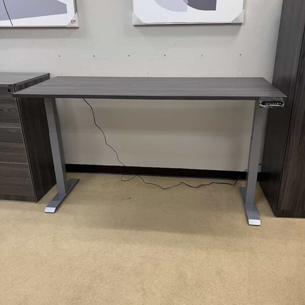 coastal grey laminate top, grey legs, programmable new height adjustable desk