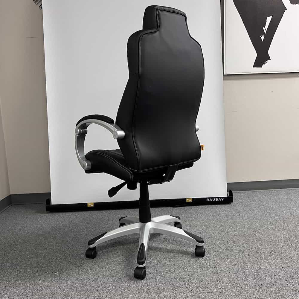 black Executive Chair with white stitching and diamond details