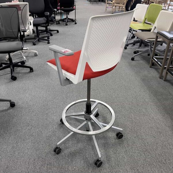 haworth very office stool, red and grey
