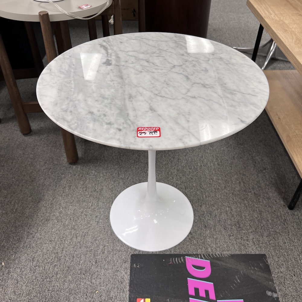 white tulip table, side table, stone top
