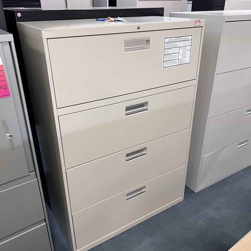 tan metal 4 drawer lateral file