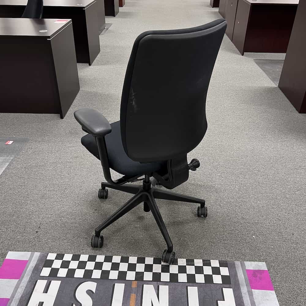 turnstone steelcase black office chair crew back view