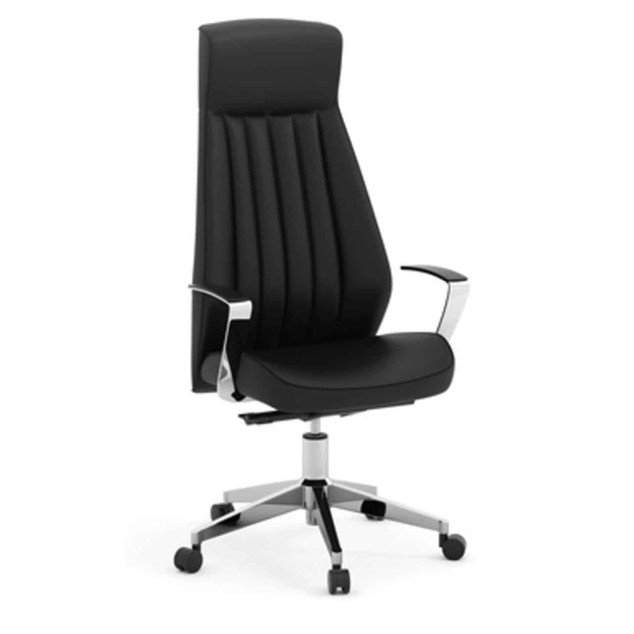 black leather high back executive chair