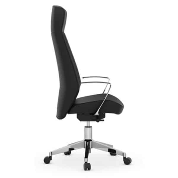 black leather high back executive chair side