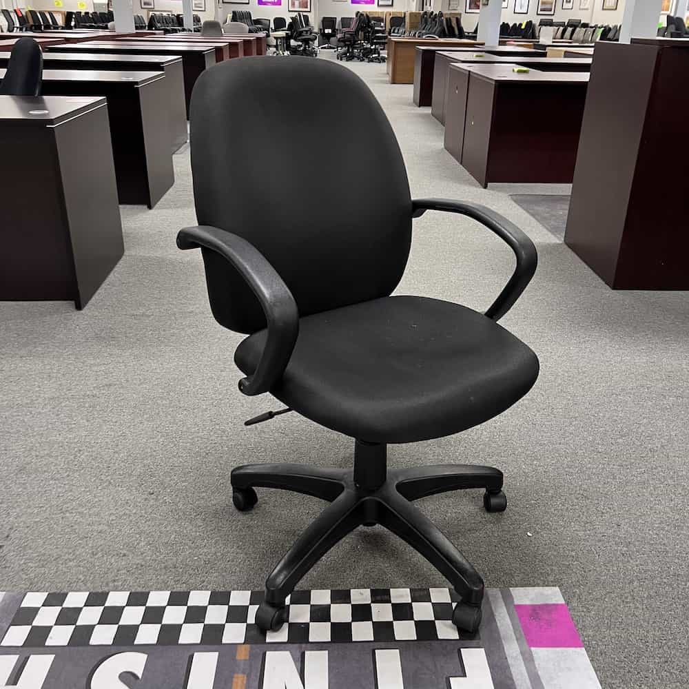 officestar black round back, fixed arm office chair