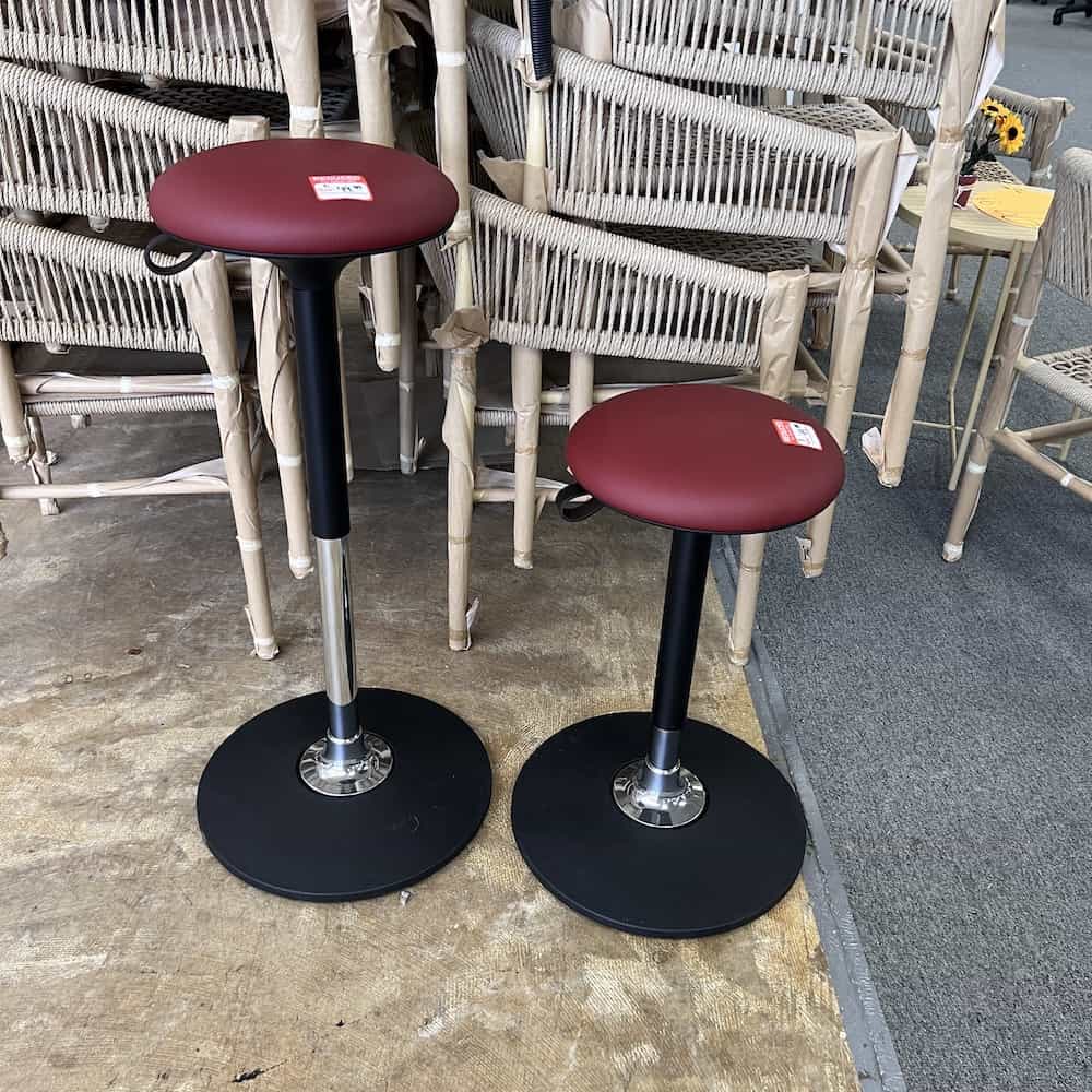 active stool with burgundy top and black base