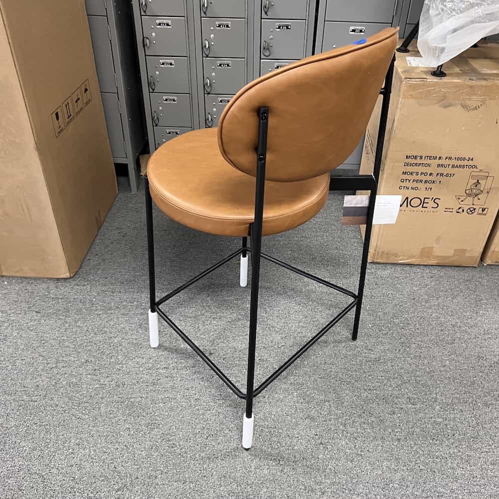 camel brown counter height modern barstool with black metal legs