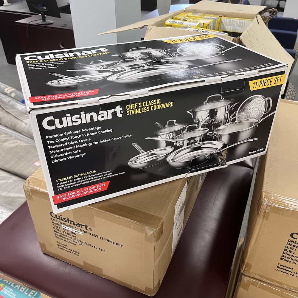 cuisinart pots and pans set in a box