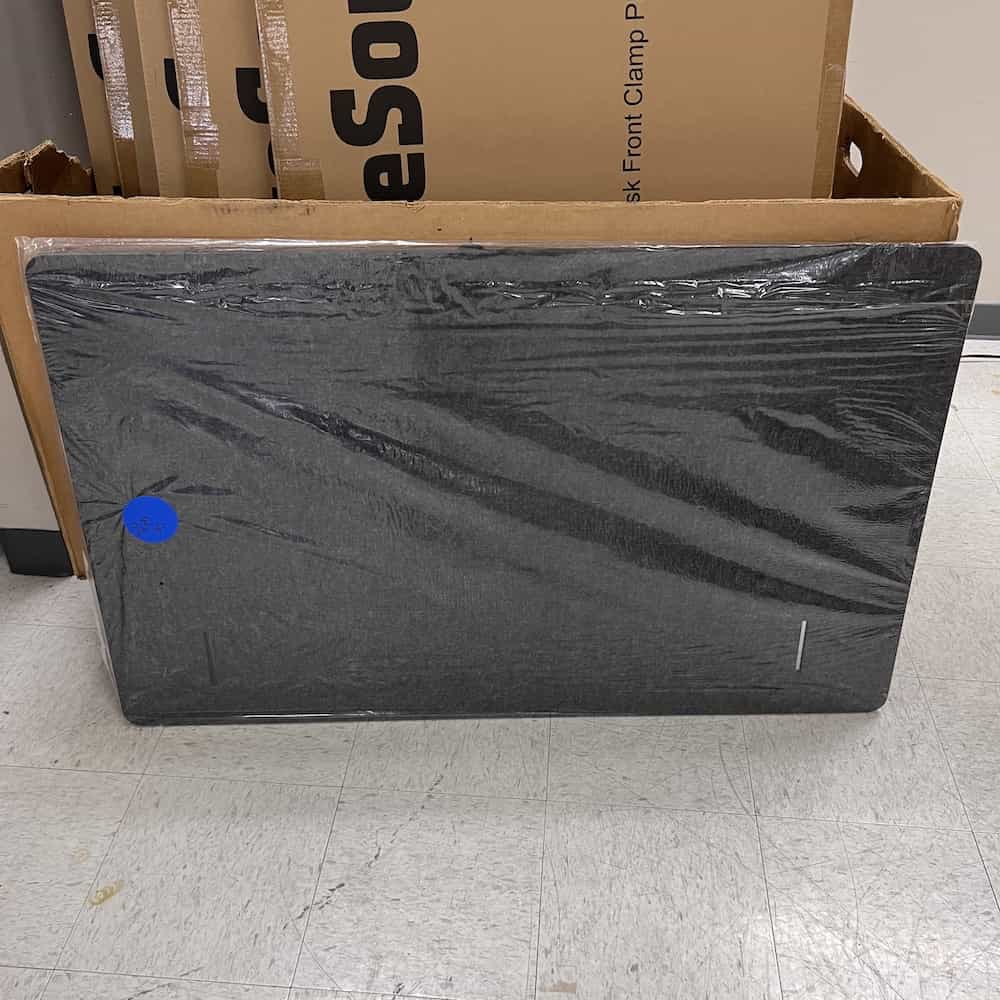 grey fabric panel dividers, desk top
