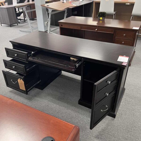 martin furniture fulton espresso computer credenza open box veneer