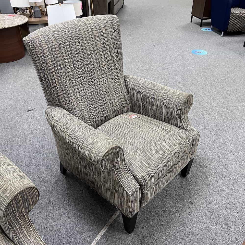 grey and gold reclining arm chair