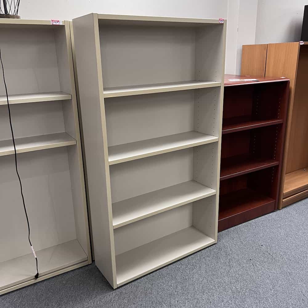65" High Teknion Light Grey Laminate Bookcase 3 Shelf Office