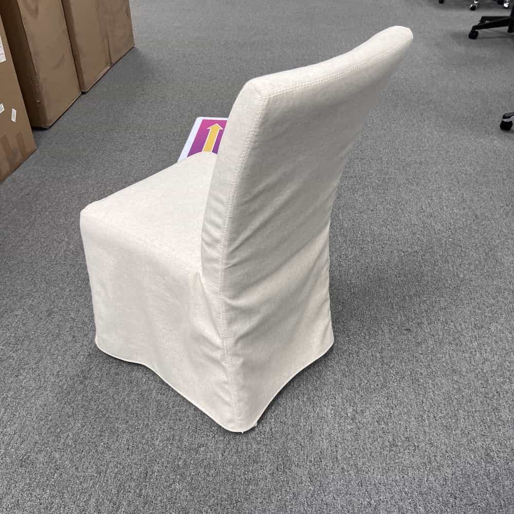 linen slip covered dining chair, back