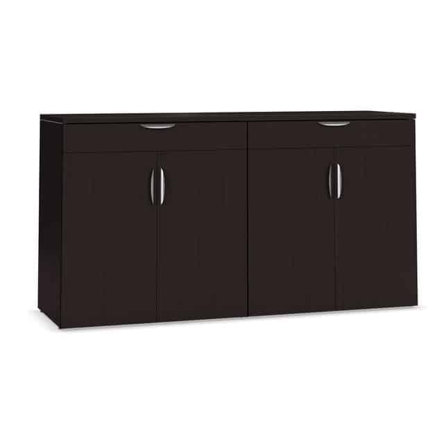 espresso credenza storage cabinet with two drawers, hospitality buffet