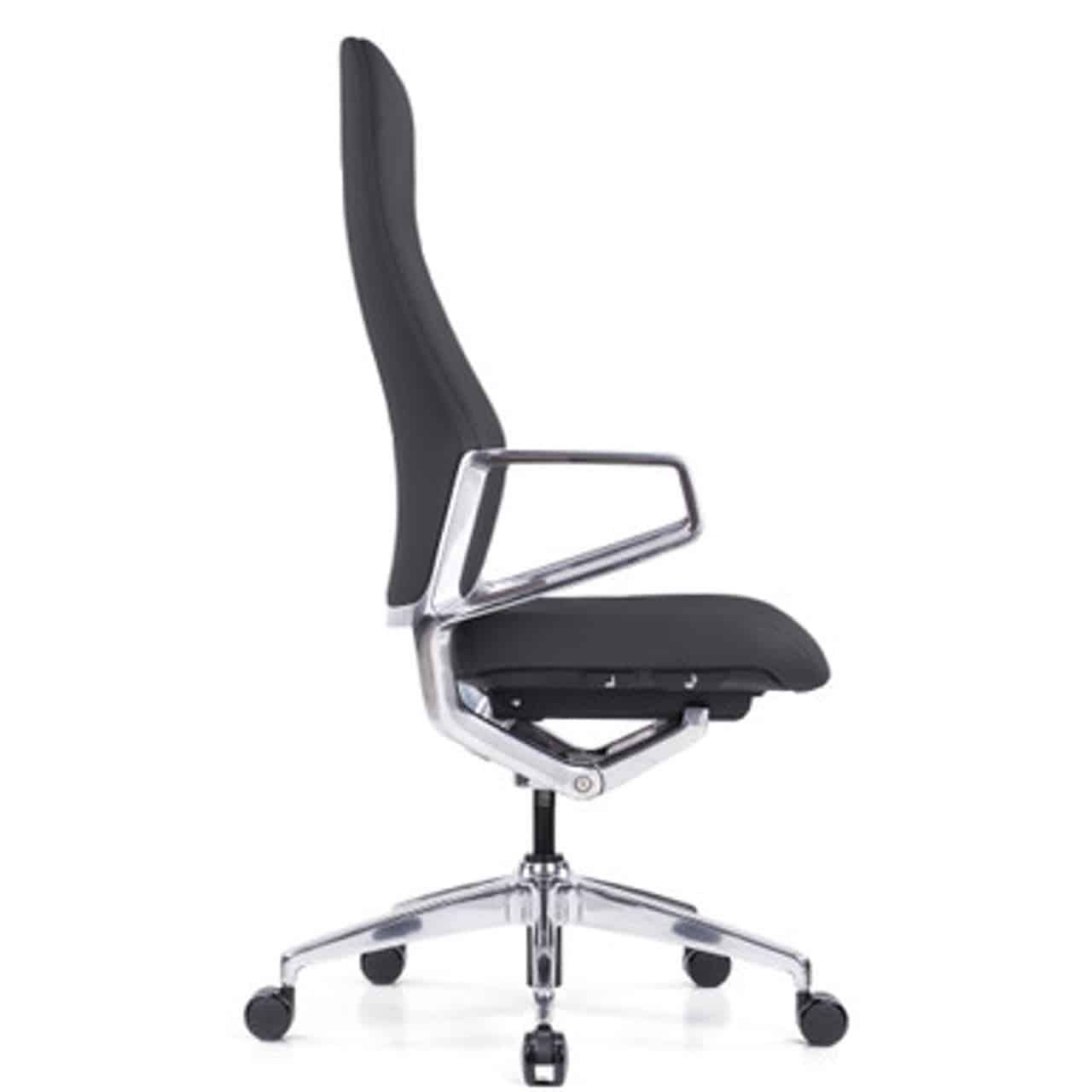 black veneto office chair high back modern, side view