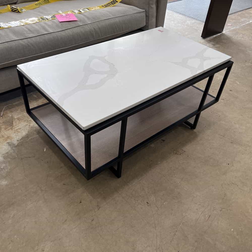 white stone top rectangle coffee table