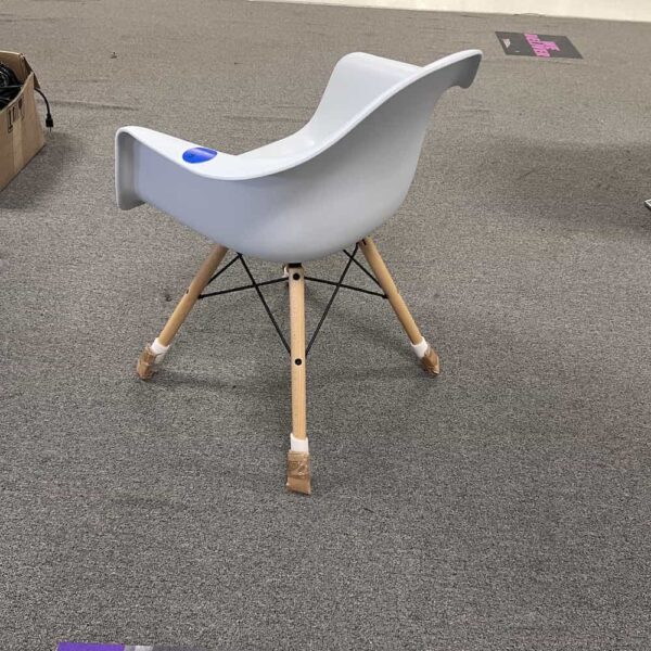 white plastic molded chair mid century modern, back