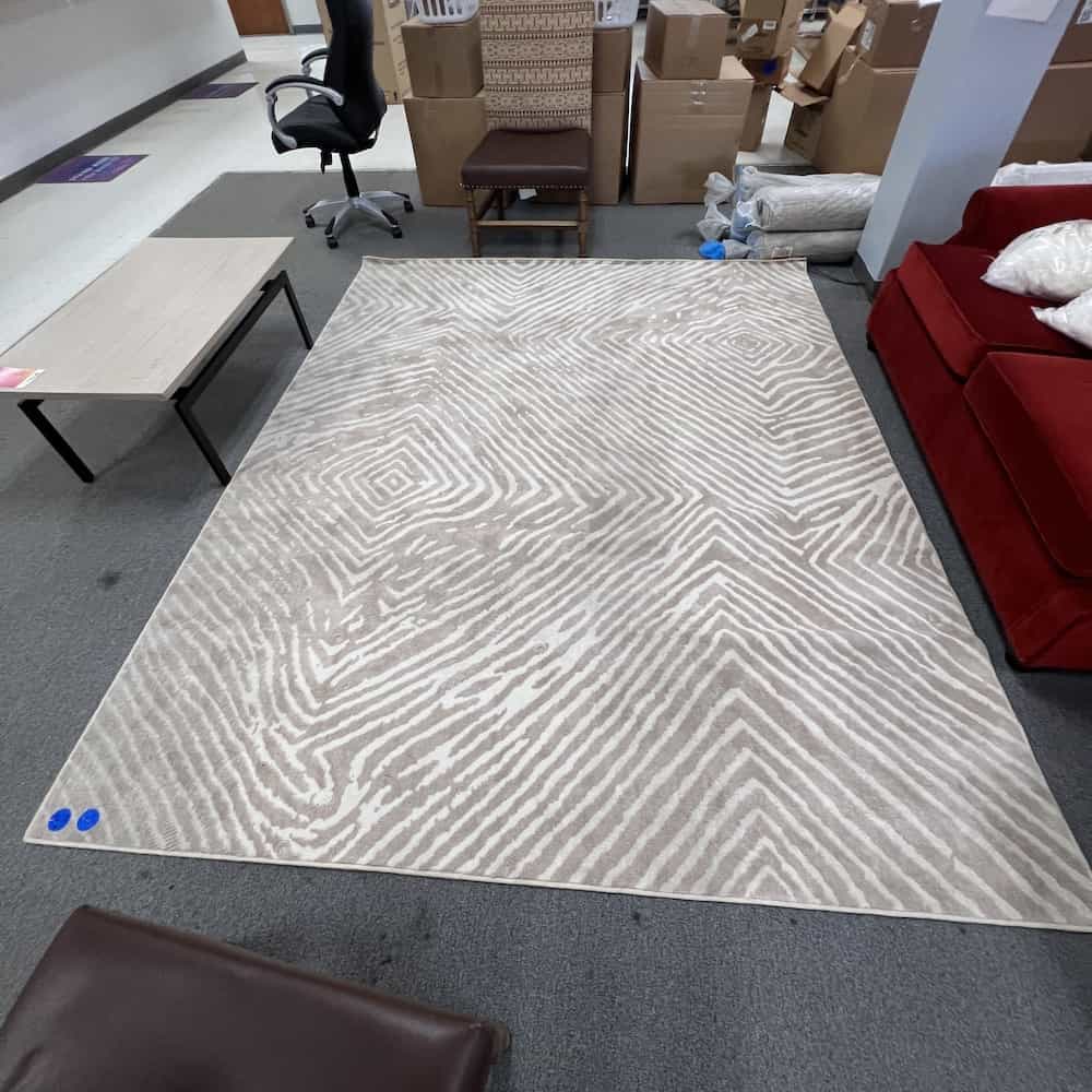 tan and white organic angle stripe print contemporary rug