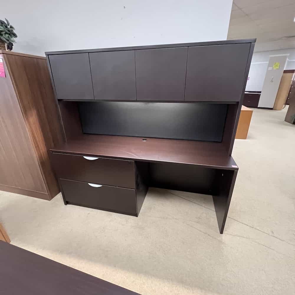 espresso credenza with 2 drawer lateral and 4 laminate doors, light