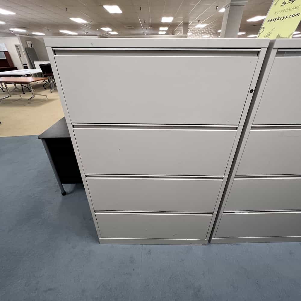 light grey metal lateral file with 5 drawers
