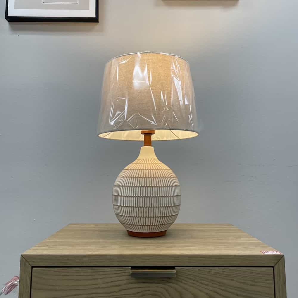 textured oval lamp lines gold beige