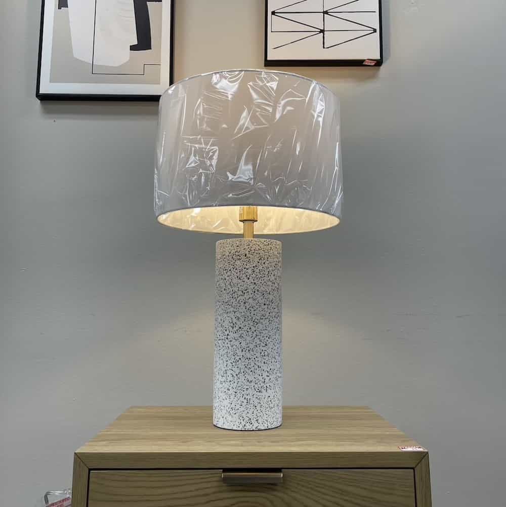 white terrazzo lamp, modern, with lamp shade