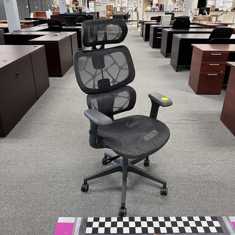 grey mesh back mesh seat office chair with headrest