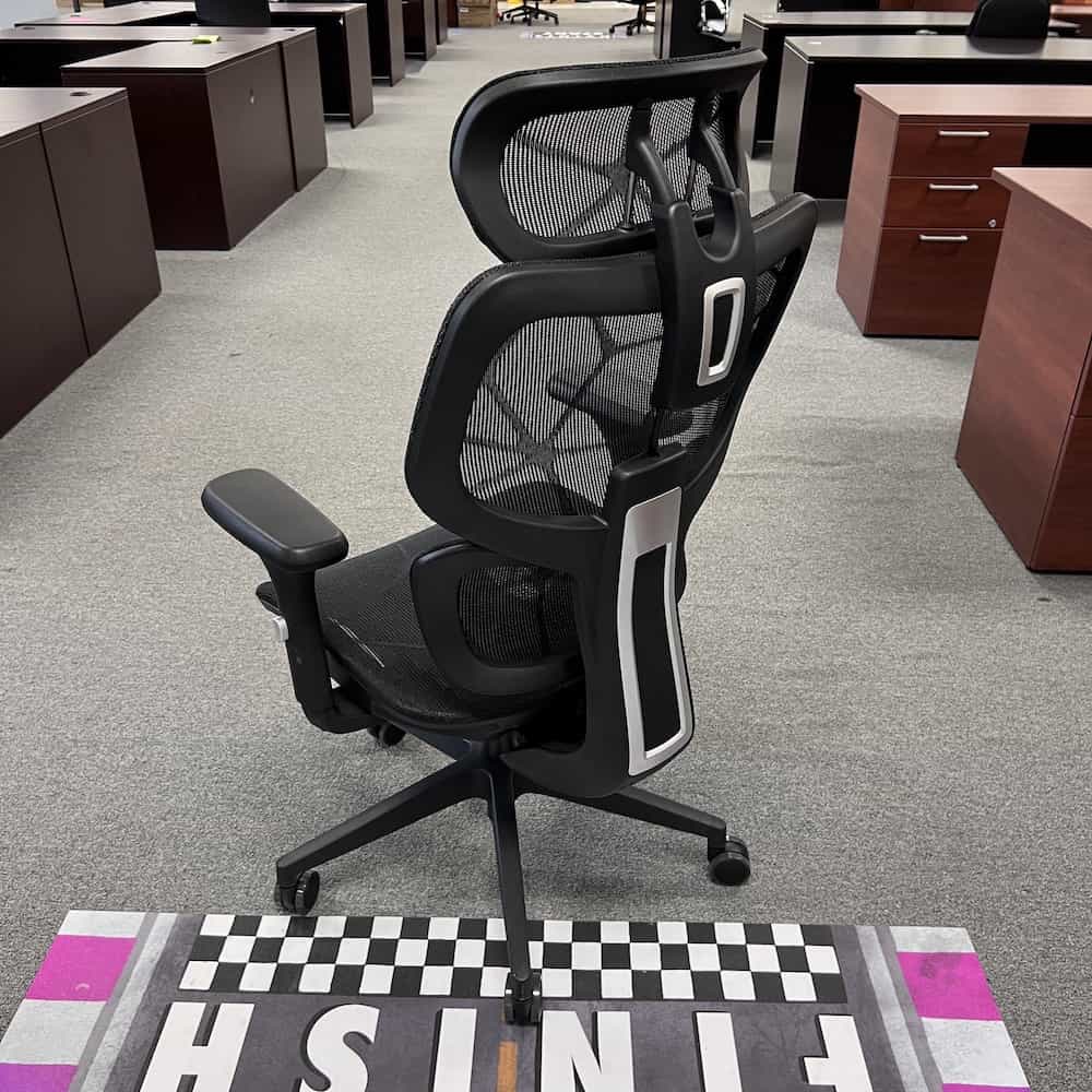 black all mesh office chair with headrest