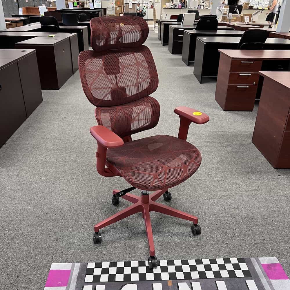 red mesh back mesh seat office chair with headrest