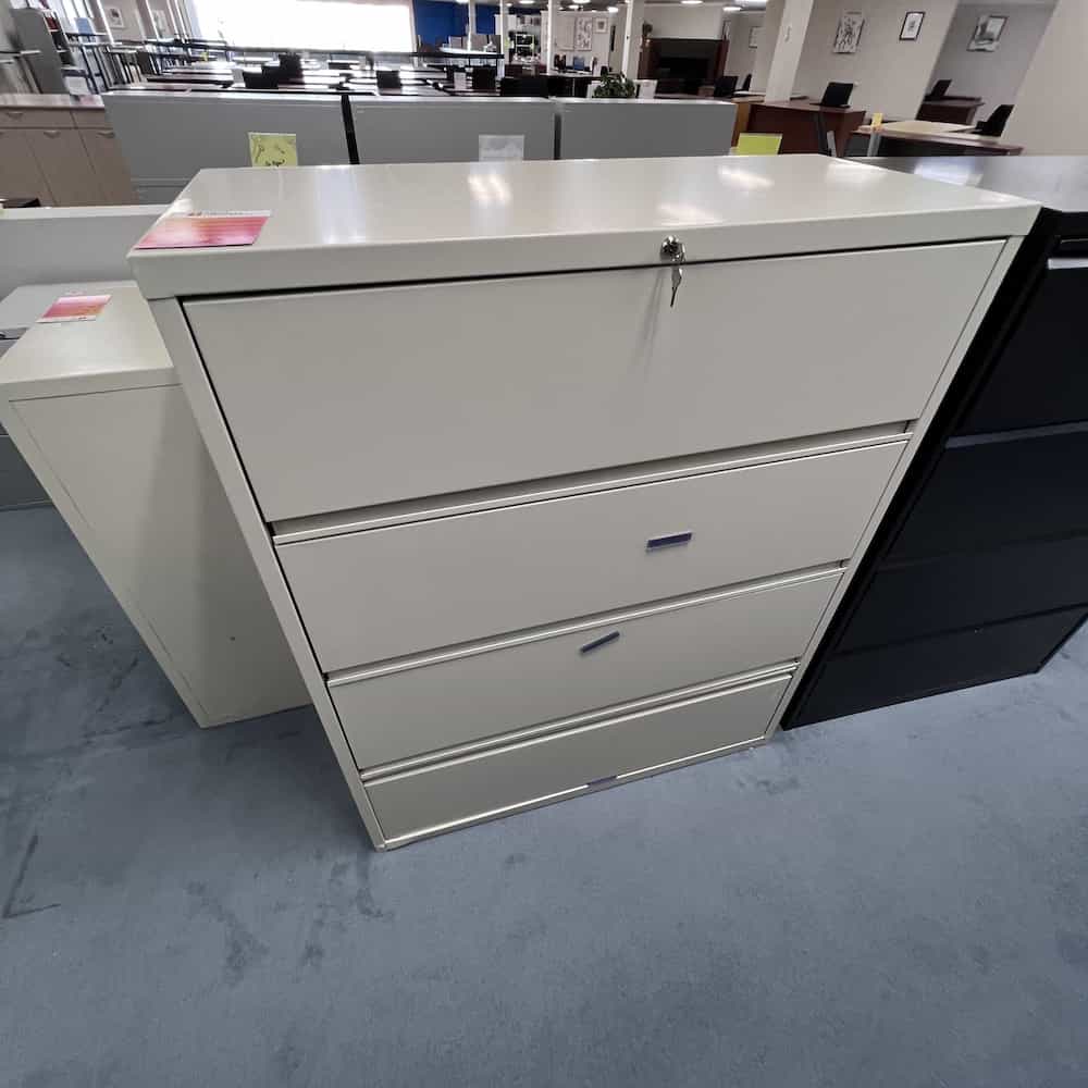tan 4 drawer metal lateral file cabinet