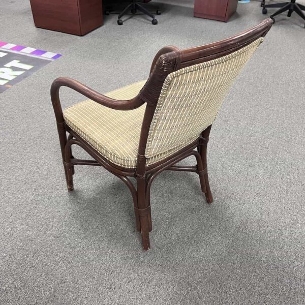 tiki bamboo chair guest with tan seat, back view