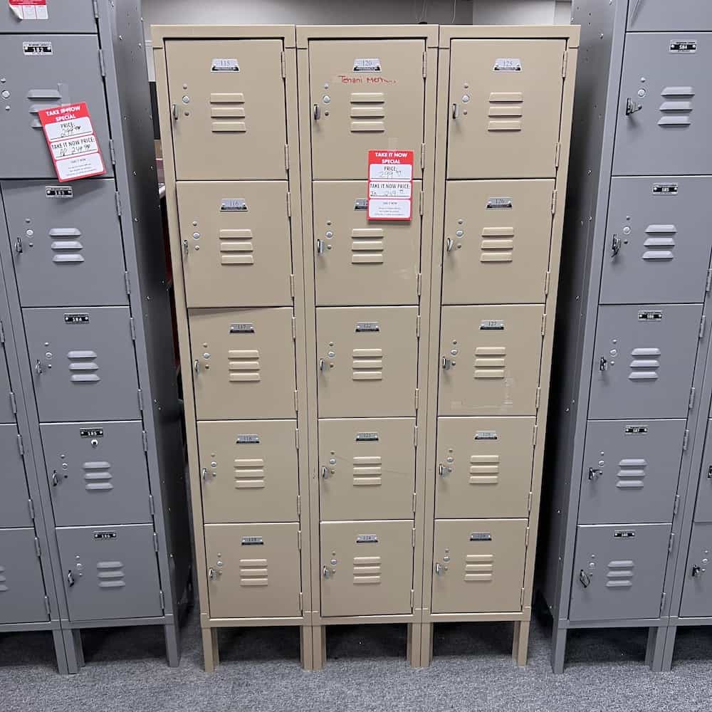 tan metal 3x5 lockers