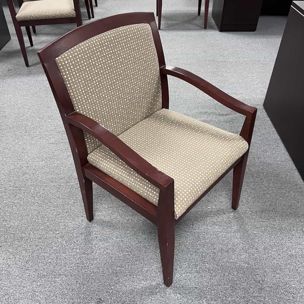 tan upholstery with mahogany arms and base guest chair paoli