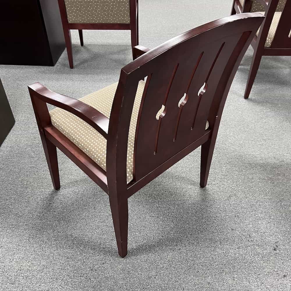 tan upholstery with mahogany arms and base guest chair paoli, veneer slat back