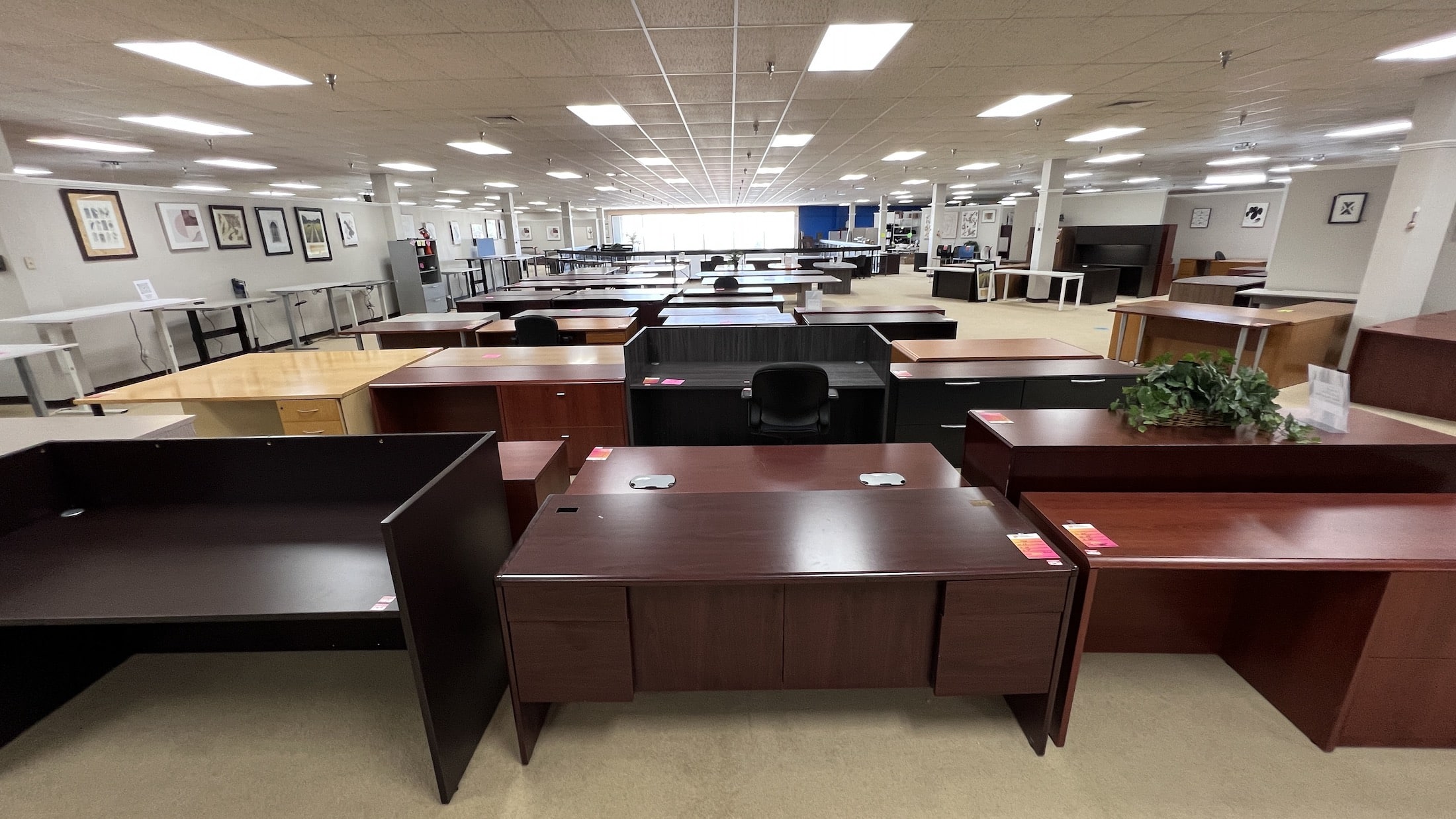 picture of the upstairs showroom desks