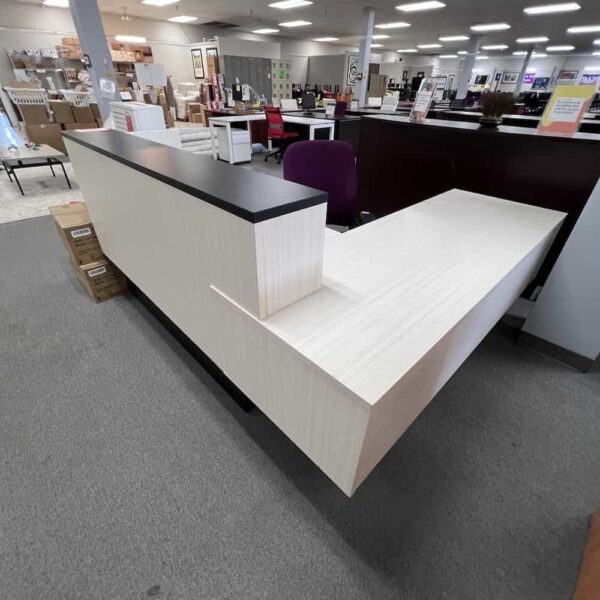 white washed wood look laminate with black top and base