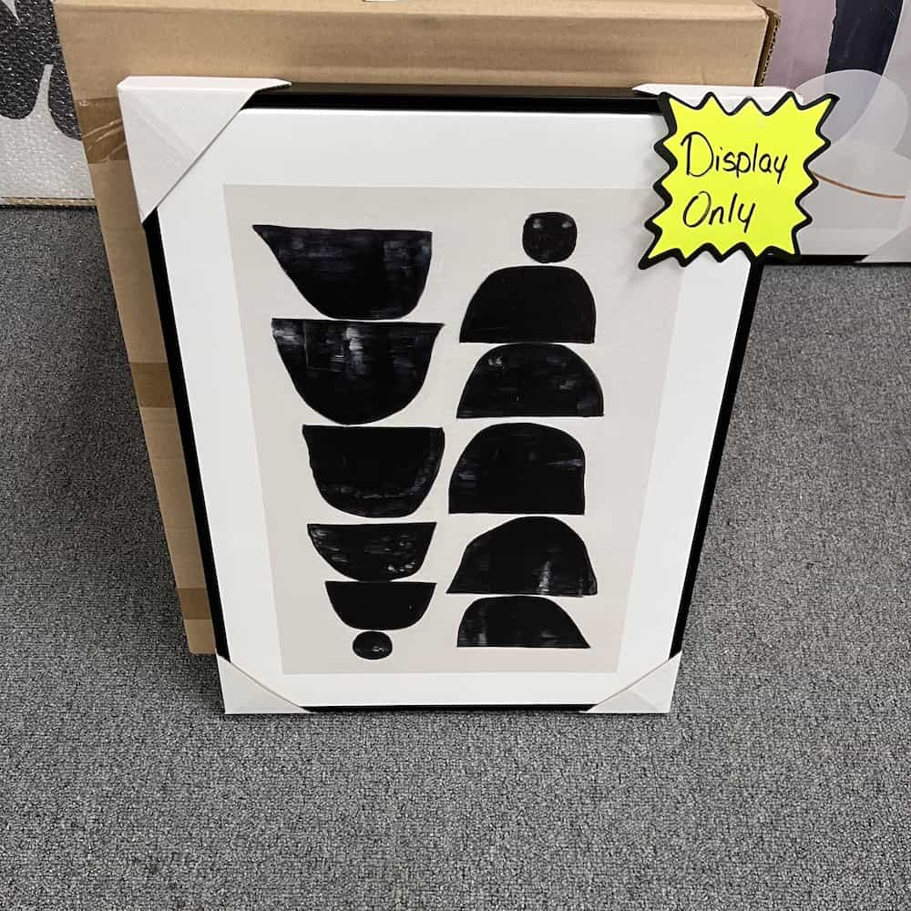 artwork framed black stacked bowls
