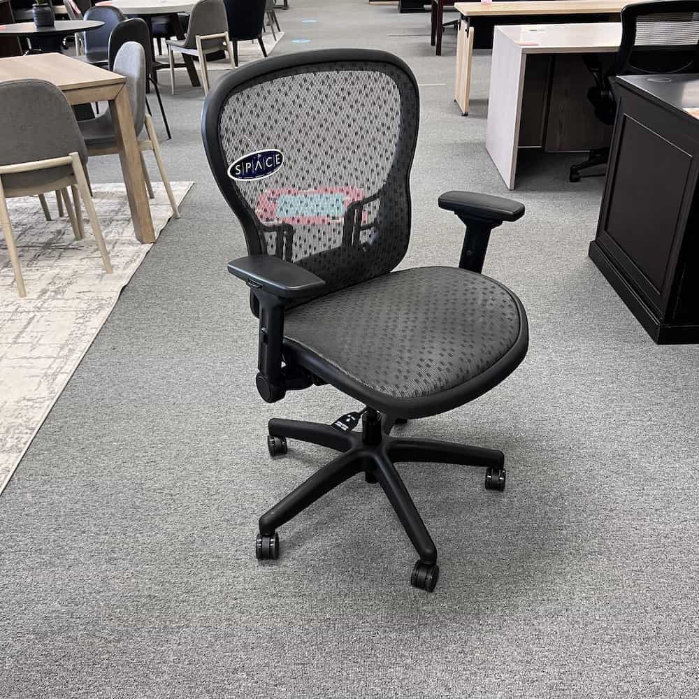 all mesh task chair with fold back arms, front view