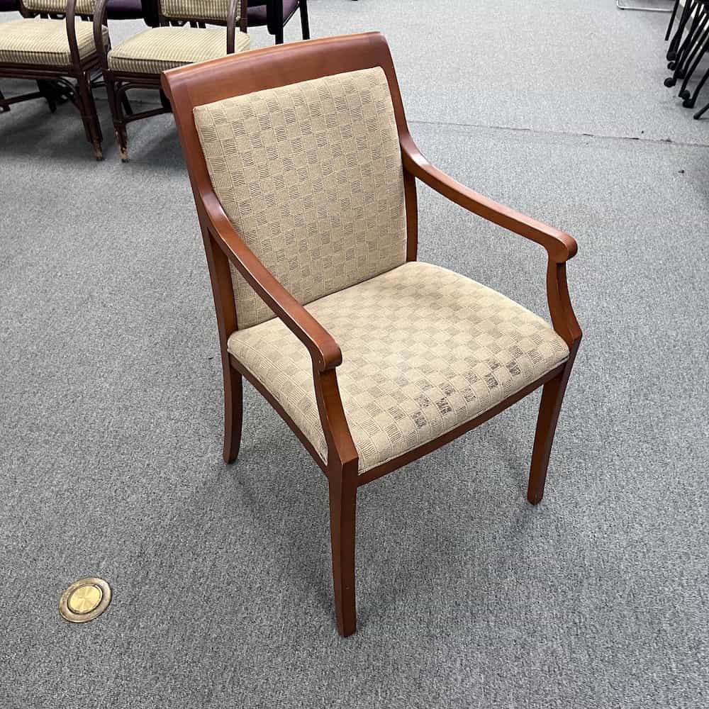 beige and cherry guest chair, with upholstered back