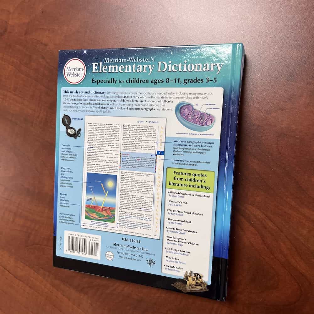 children's dictionary back