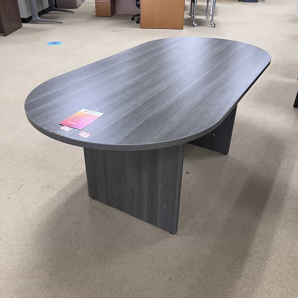 grey racetrack 6 ft conference table, damaged