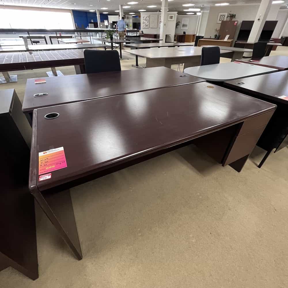 mahogany desk rounded edges, global brand, one hanging box file